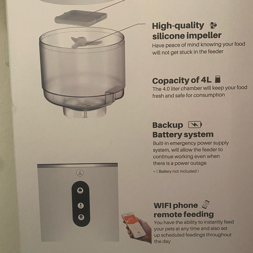Pet Genius Smart Feeder WiFi App Voice Message Dual Power Pet Dog Cat Bird NEW - Picture 2 of 10
